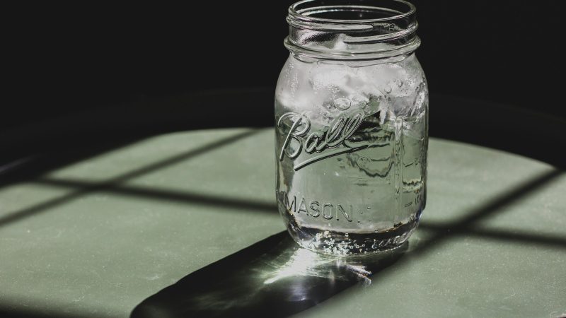 Ball mason jar with water and ice